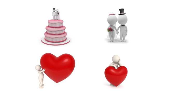 爱情婚姻家庭3D小人PPT素材