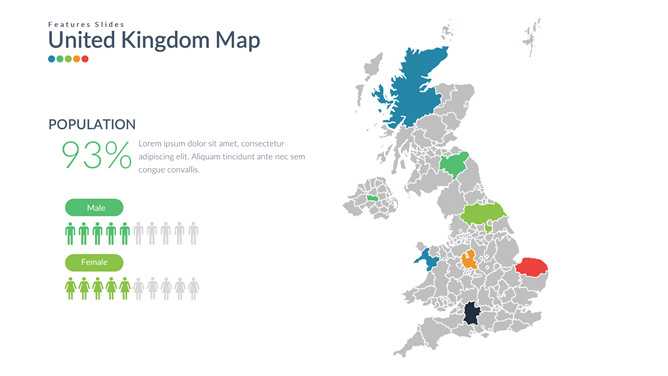 英格兰英国地图PPT素材