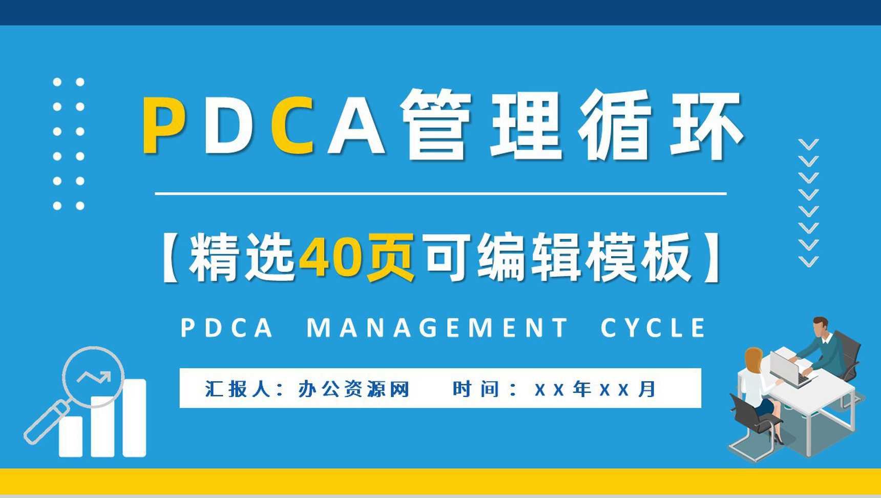 PDCA循环的四个阶段知识总结公司管理循环工作方法培训PPT模板_爱尚资源网_ppt模板下载