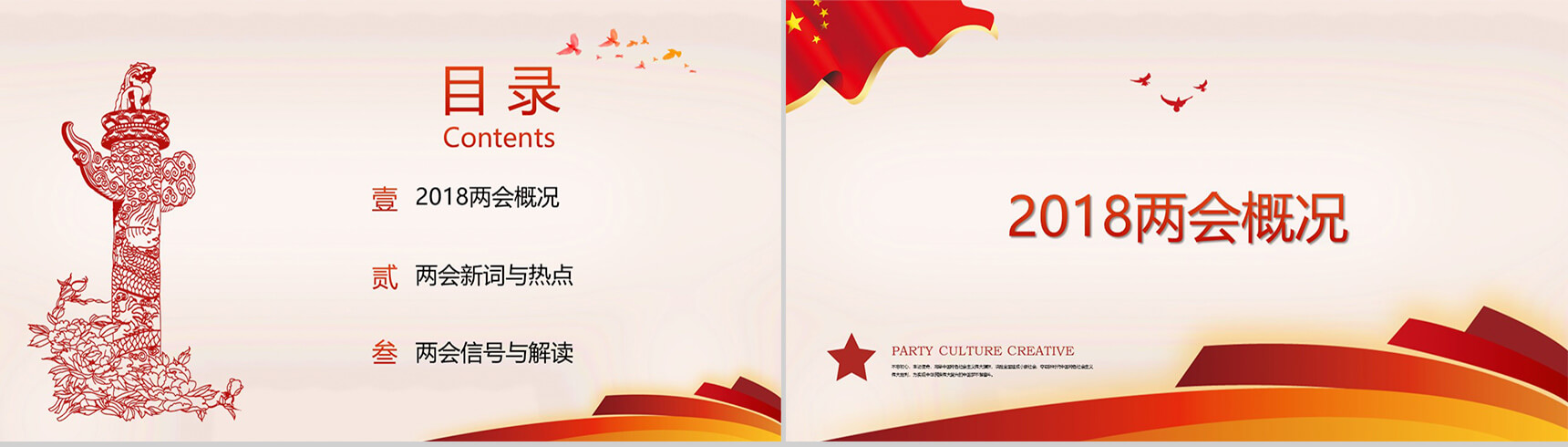 中国红简约聚焦两会政府党建工作的主要内容PPT模板-2